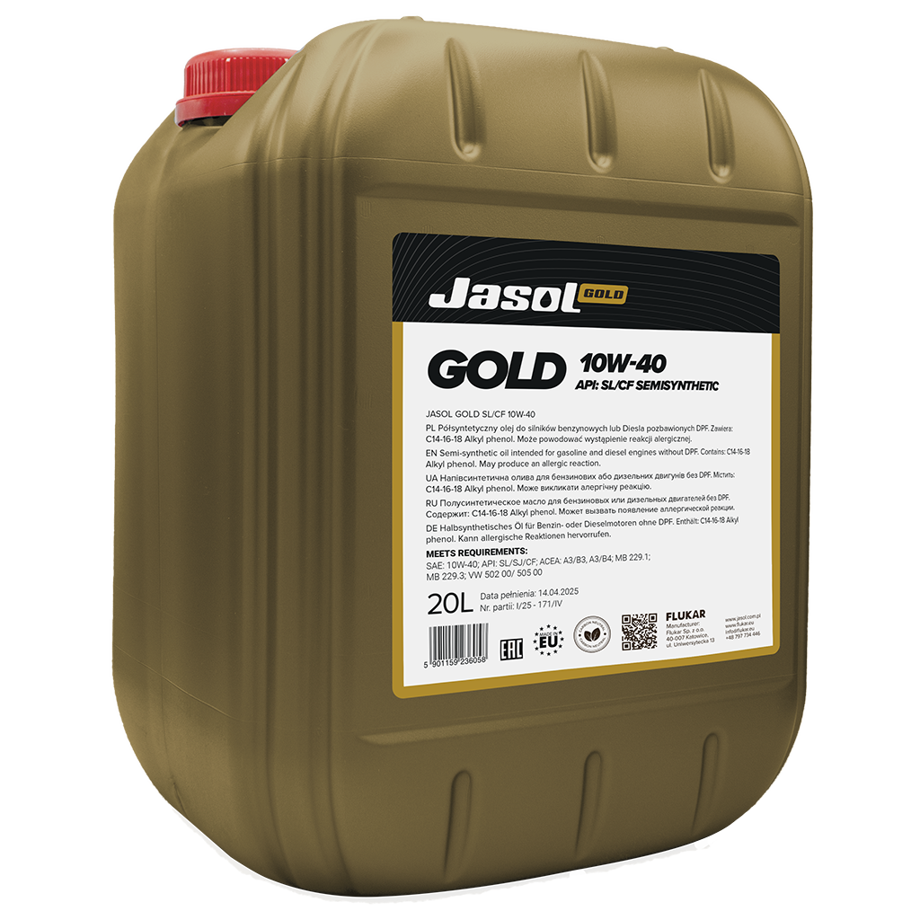 Олива моторна JASOL GOLD SL/CF 10W/40 - 20 л